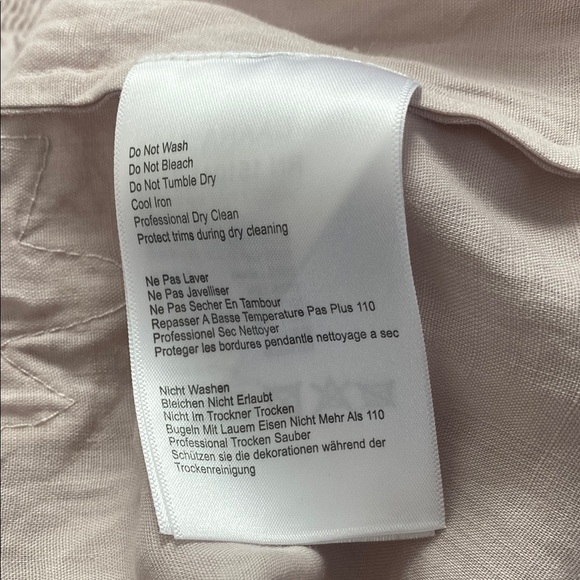 Caara Off-Shoulder Linen Dress with White Lace Appliqué Trim Pale Pink Size S - Picture 9 of 12